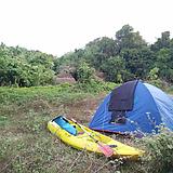 camping in a tent