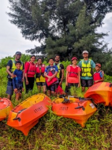 kayakers taking break