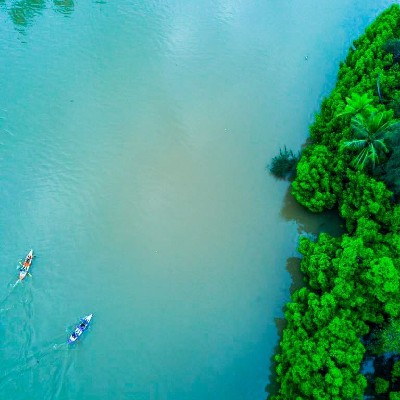 drone shot while kayaking in karnataka