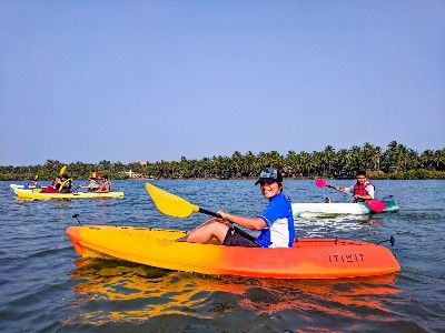Mangalore girl kayaking in the backwaters
