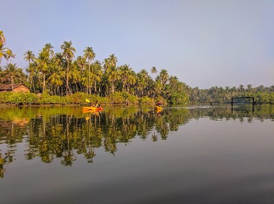 morning reflection on the water while kayaking